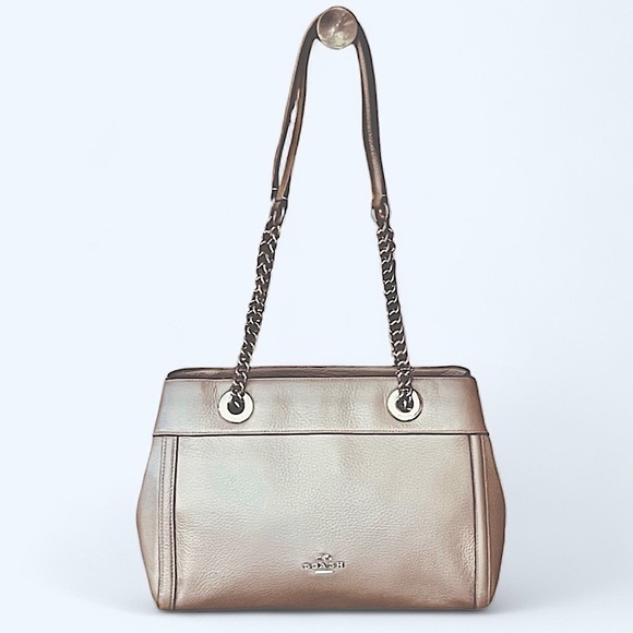 Coach brooke chain champagne shimmer carryall shoulder bag with COA - Picture 1 of 11